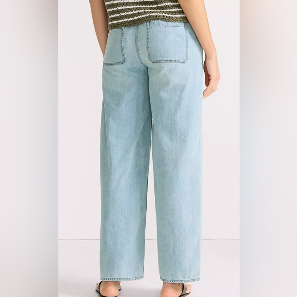 Lands’ End Lightweight Denim High Rise Relaxed Straight Pull On Pocket Jeans - Picture 2 of 10